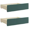 Tiroirs de lit 2 pcs vert foncé bois d'ingénierie et velours