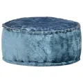 Pouf Rond Velours 40x20 cm Bleu