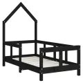 Cadre de lit pour enfant noir 70x140 cm bois de pin massif