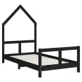 Cadre de lit pour enfant noir 80x160 cm bois de pin massif