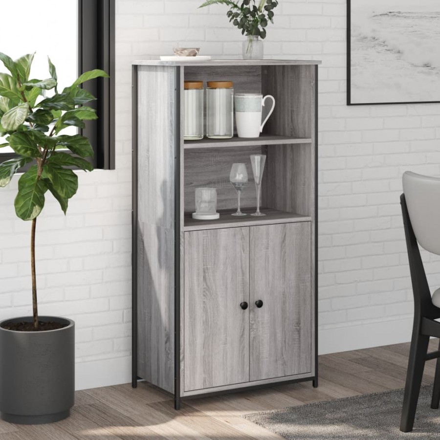 Buffet haut sonoma gris 62x36x121,5 cm bois d'ingénierie