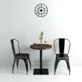 Table de bistro MDF et acier Rond 60 x 75 cm Frêne foncé