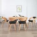 Chaises à manger lot de 6 noir bois courbé et similicuir