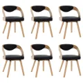 Chaises à manger lot de 6 noir bois courbé et similicuir