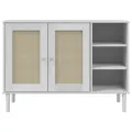 Buffet SENJA aspect rotin blanc 112x40x80cm bois massif de pin