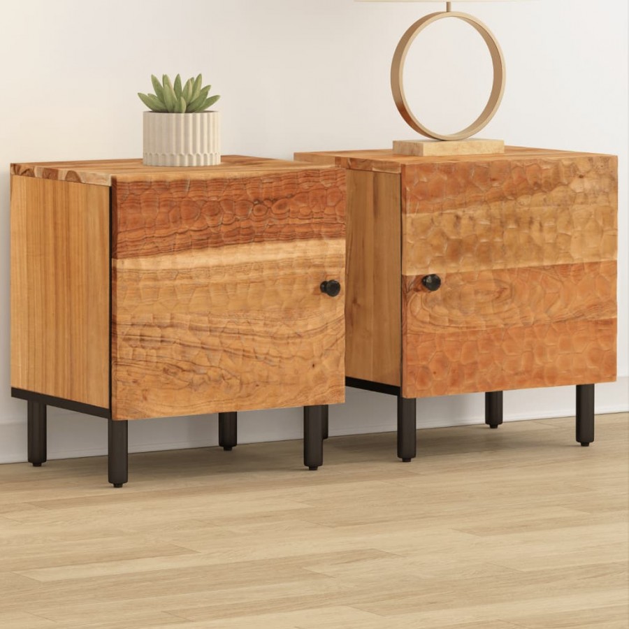 Tables de chevet 2 pcs 40x33x46 cm Bois d'acacia massif