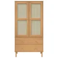 Garde-robe SENJA aspect rotin marron bois massif de pin