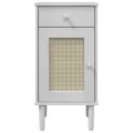 Table de chevet SENJA aspect de rotin blanc bois de pin massif