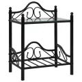 Table de chevet 2 pcs Acier et verre trempé 45x30,5x60 cm Noir