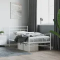 Cadre de lit métal avec tête de lit/pied de lit blanc 107x203cm