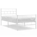 Cadre de lit métal avec tête de lit/pied de lit blanc 107x203cm