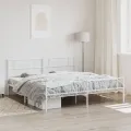 Cadre de lit métal avec tête de lit/pied de lit blanc 200x200cm