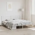Cadre de lit métal avec tête de lit blanc 193x203 cm