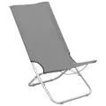 Chaises de plage pliables 2 pcs Gris Tissu