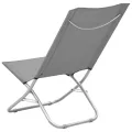 Chaises de plage pliables 2 pcs Gris Tissu