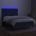 cadre de lit et matelas et LED Bleu 140x200 cm Tissu