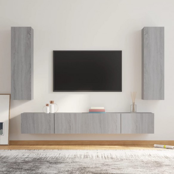 Ensemble de meubles TV 4 pcs Sonoma gris Bois d'ingénierie