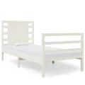 Cadre de lit Blanc Bois de pin massif 75x190 cm Petit simple