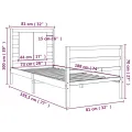 Cadre de lit Blanc Bois de pin massif 75x190 cm Petit simple