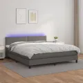 cadre de lit avec et matelas et LED Gris 160x200 cm