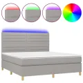 cadre de lit matelas et LED Gris clair 160x200 cm