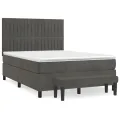cadre de lit et matelas Gris foncé 140x190cm Velours