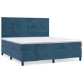 cadre de lit et matelas Bleu foncé 160x200cm Velours