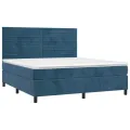 cadre de lit et matelas Bleu foncé 160x200cm Velours