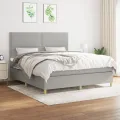 cadre de lit avec matelas Gris clair 160x200cm Tissu