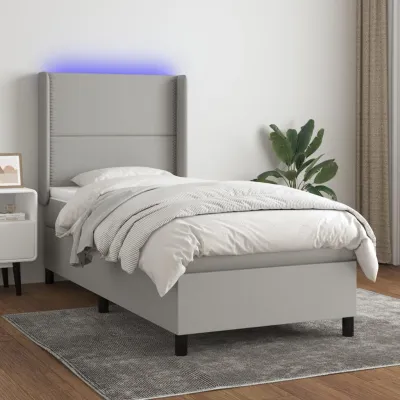 cadre de lit matelas LED Gris clair 80x200cm Tissu