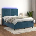 cadre de lit matelas et LED Bleu foncé 140x190 cm