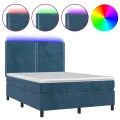 cadre de lit matelas et LED Bleu foncé 140x190 cm