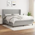cadre de lit avec matelas Gris clair 160x200cm Tissu