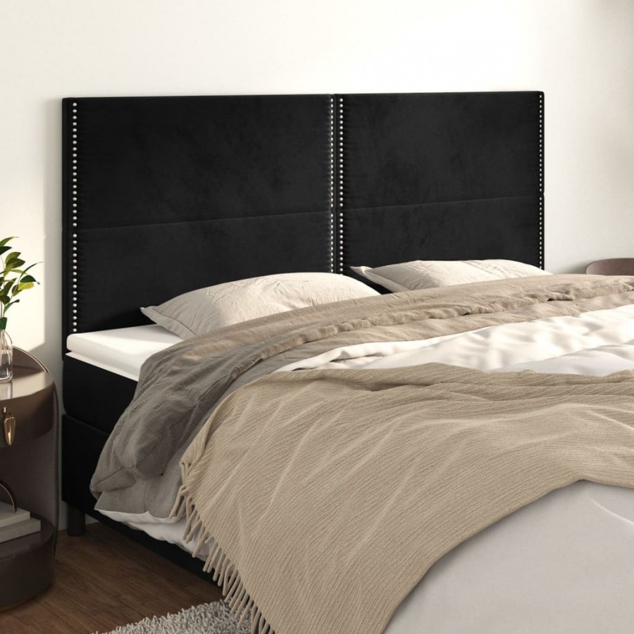 Têtes de lit 4 pcs Noir 80x5x78/88 cm Velours