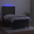 cadre de lit et matelas et LED Gris foncé 80x200cm