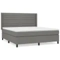 cadre de lit avec matelas Gris foncé 160x200cm Tissu