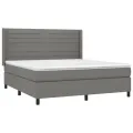 cadre de lit avec matelas Gris foncé 160x200cm Tissu