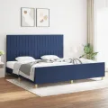 Cadre de lit avec tête de lit Bleu 200 x 200 cm Tissu