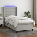 cadre de lit matelas LED Gris clair 90x190cm Tissu
