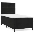 cadre de lit avec matelas Noir 100x200 cm Velours