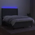 cadre de lit matelas LED Gris foncé 140x190 cm Tissu