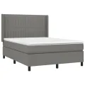 cadre de lit matelas LED Gris foncé 140x190 cm Tissu