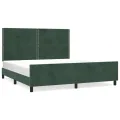 Cadre de lit avec tête de lit Vert foncé 160x200 cm Velours