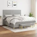 cadre de lit avec matelas Gris clair 160x200cm Tissu