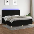 cadre de lit et matelas et LED Noir 200x200 cm Tissu