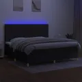 cadre de lit et matelas et LED Noir 200x200 cm Tissu