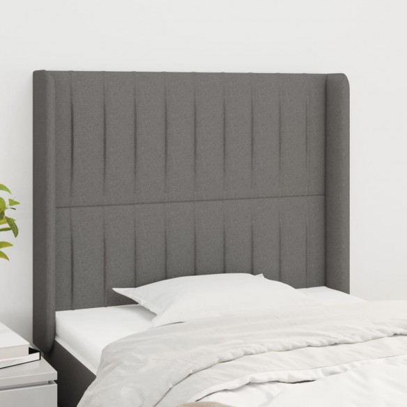 Tête de lit avec oreilles Gris foncé 83x16x118/128 cm Tissu