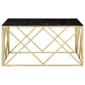 Table basse doré acier inoxydable et verre trempé