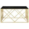 Table basse doré acier inoxydable et verre trempé
