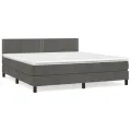 cadre de lit et matelas Gris foncé 180x200cm Velours